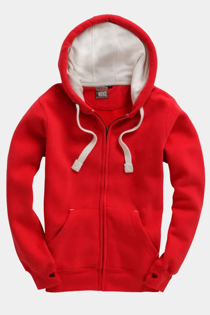 Dusty red ultra premium zipper hoodie made from soft cotton by Cotton Ridge, authentic leftover stock at Telo.pk