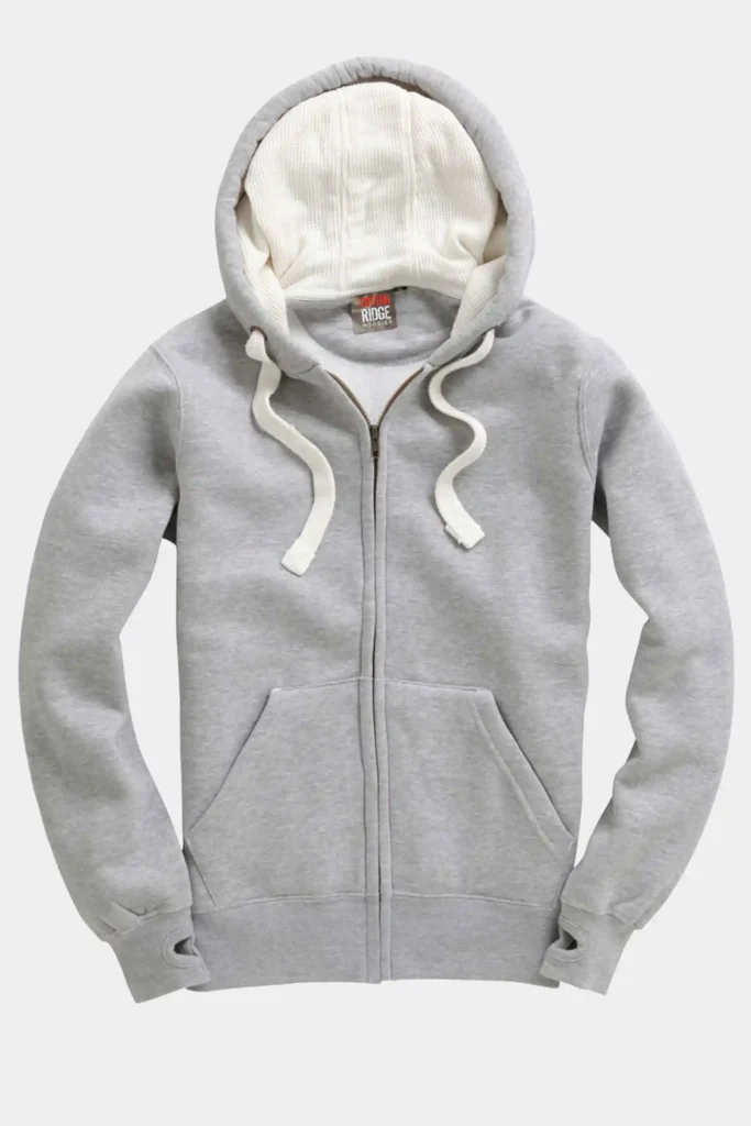 Dusty grey ultra premium zipper hoodie made from soft cotton by Cotton Ridge, authentic leftover stock at Telo.pk