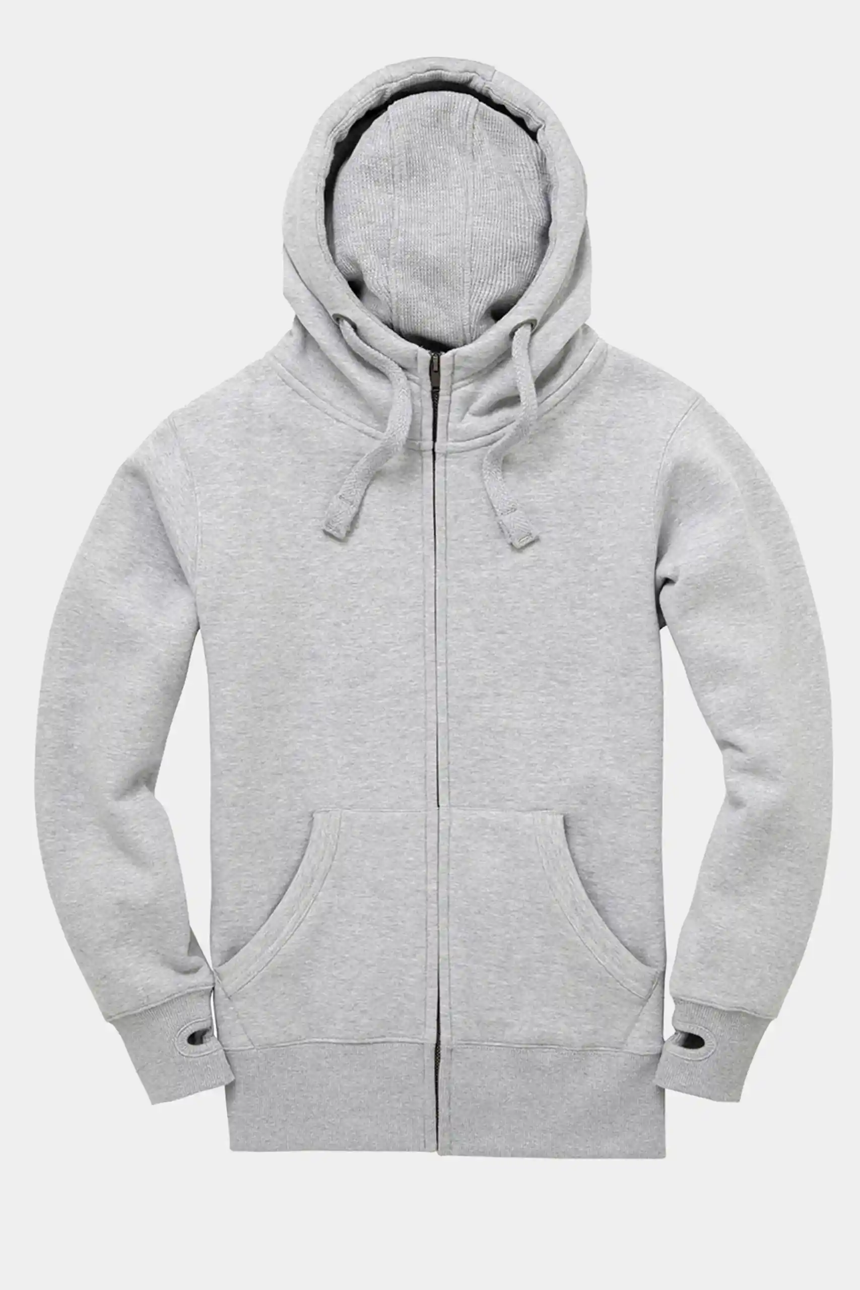 Grey melange zipper hoodie made from soft cotton by Cotton Ridge, authentic leftover stock at Telo.pk
