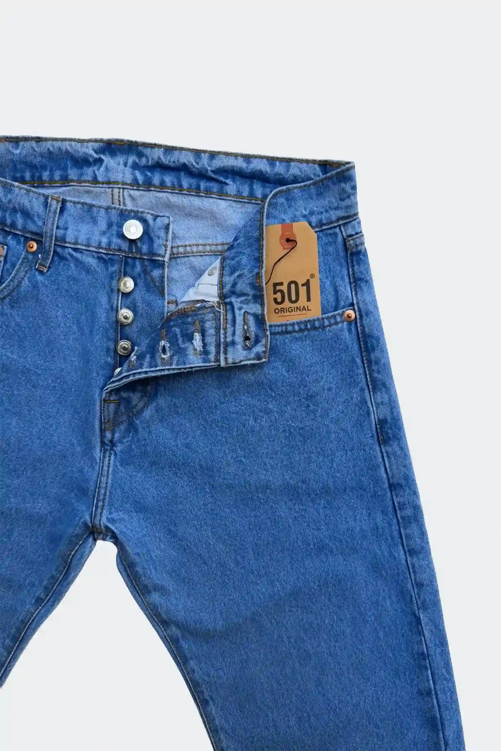 Levi’s 501 men sky blue rigid denim jeans authentic leftover overrun stock by Telo.pk