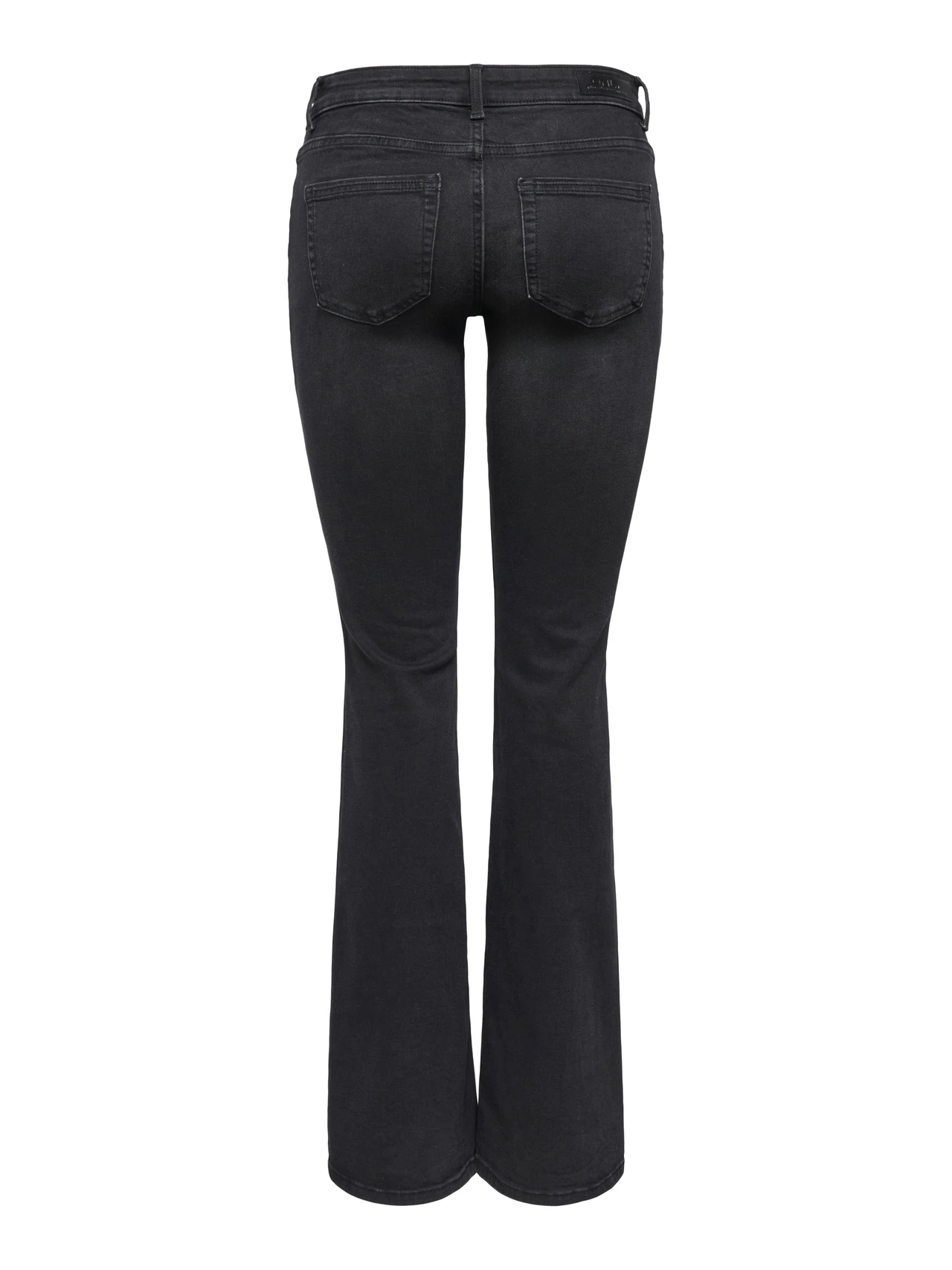 Only women black mid flare denim jeans with flattering fit, authentic leftover stock at Telo.pk