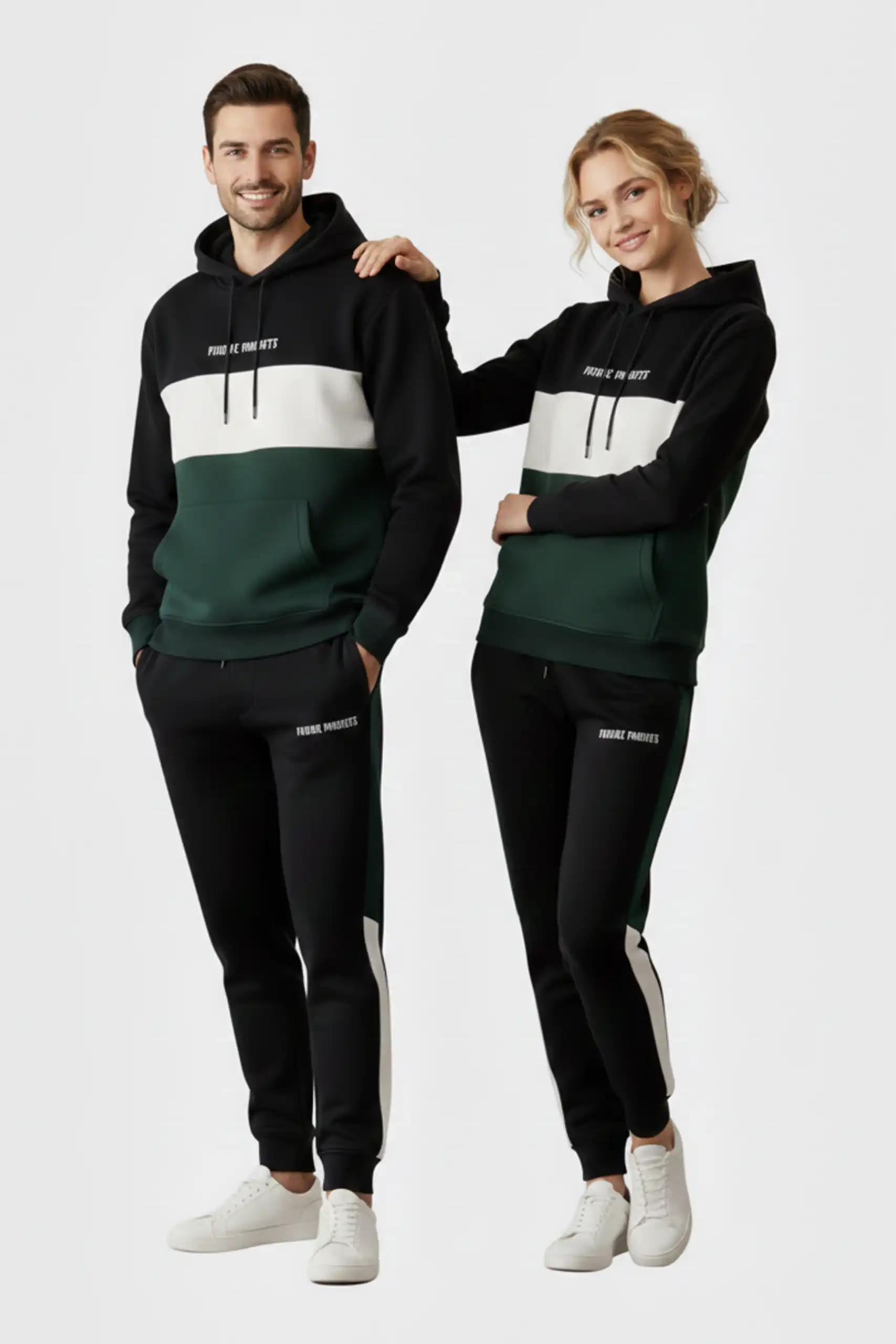 Premium tri-color hoodie and jogger set for men