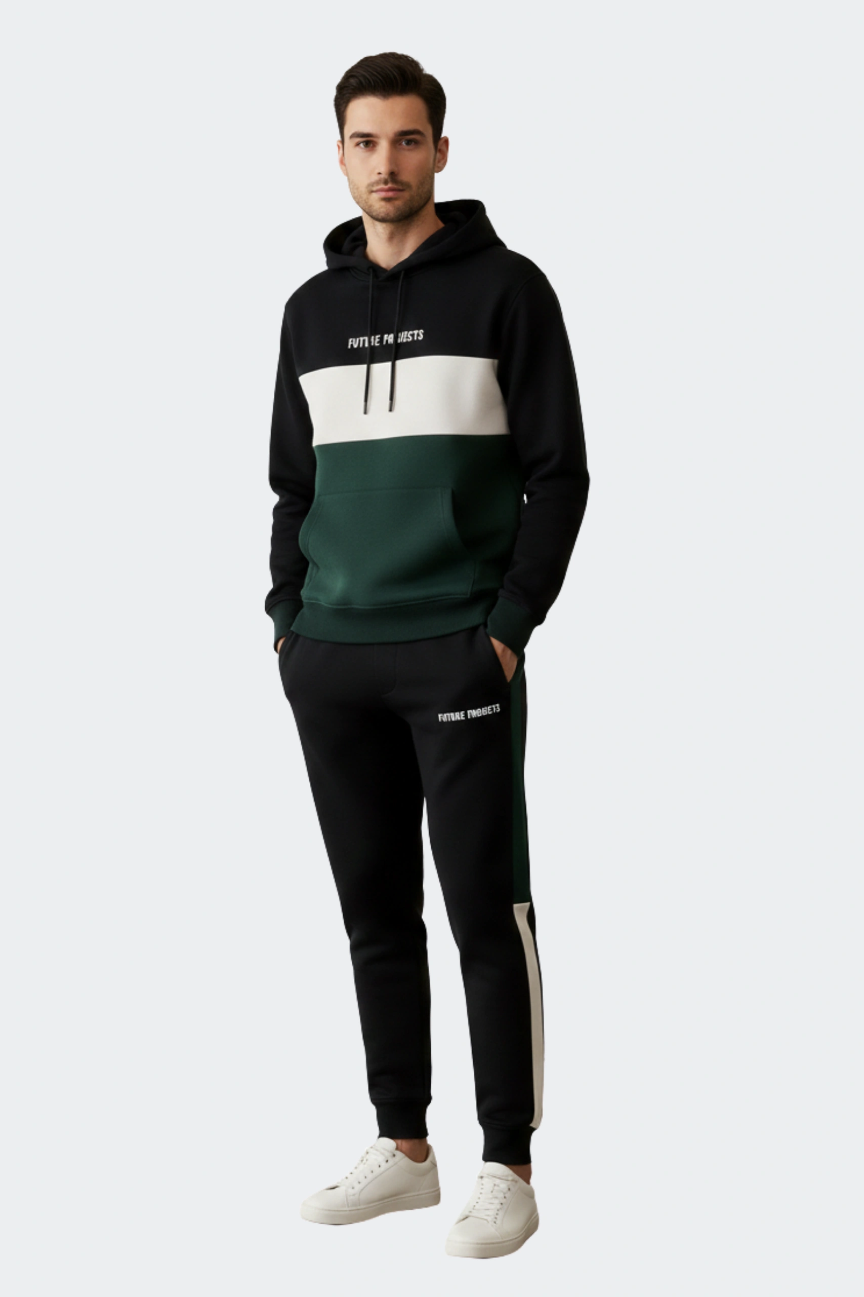 Premium tri-color hoodie and jogger set for men