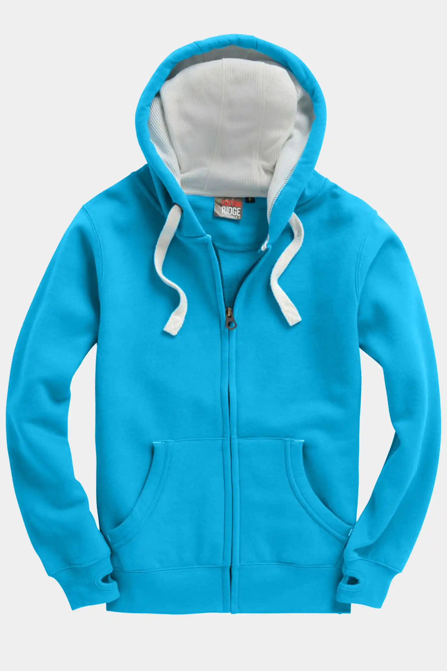 Tropical blue ultra premium zipper hoodie made from soft cotton by Cotton Ridge, authentic leftover stock at Telo.pk