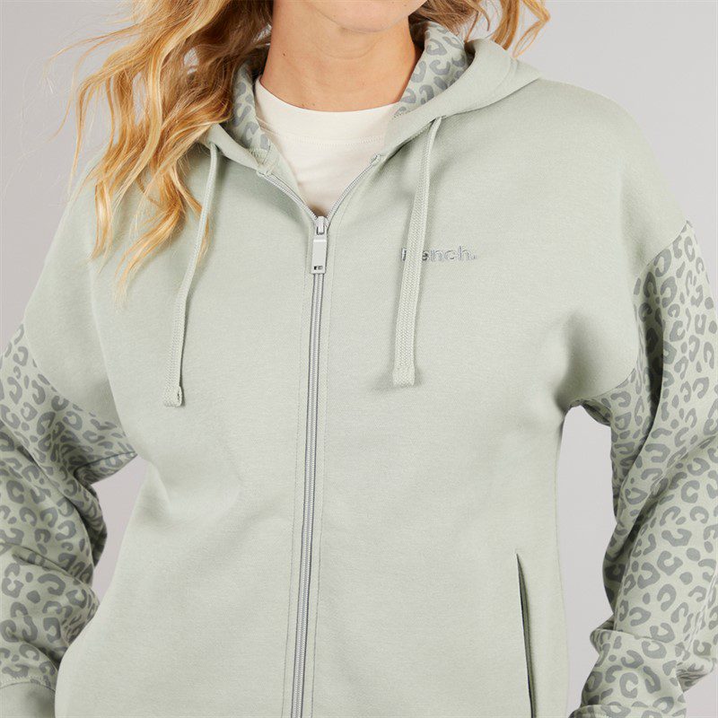 Women’s Liney zip thru hoodie in sage mint green color with a comfortable casual fit
