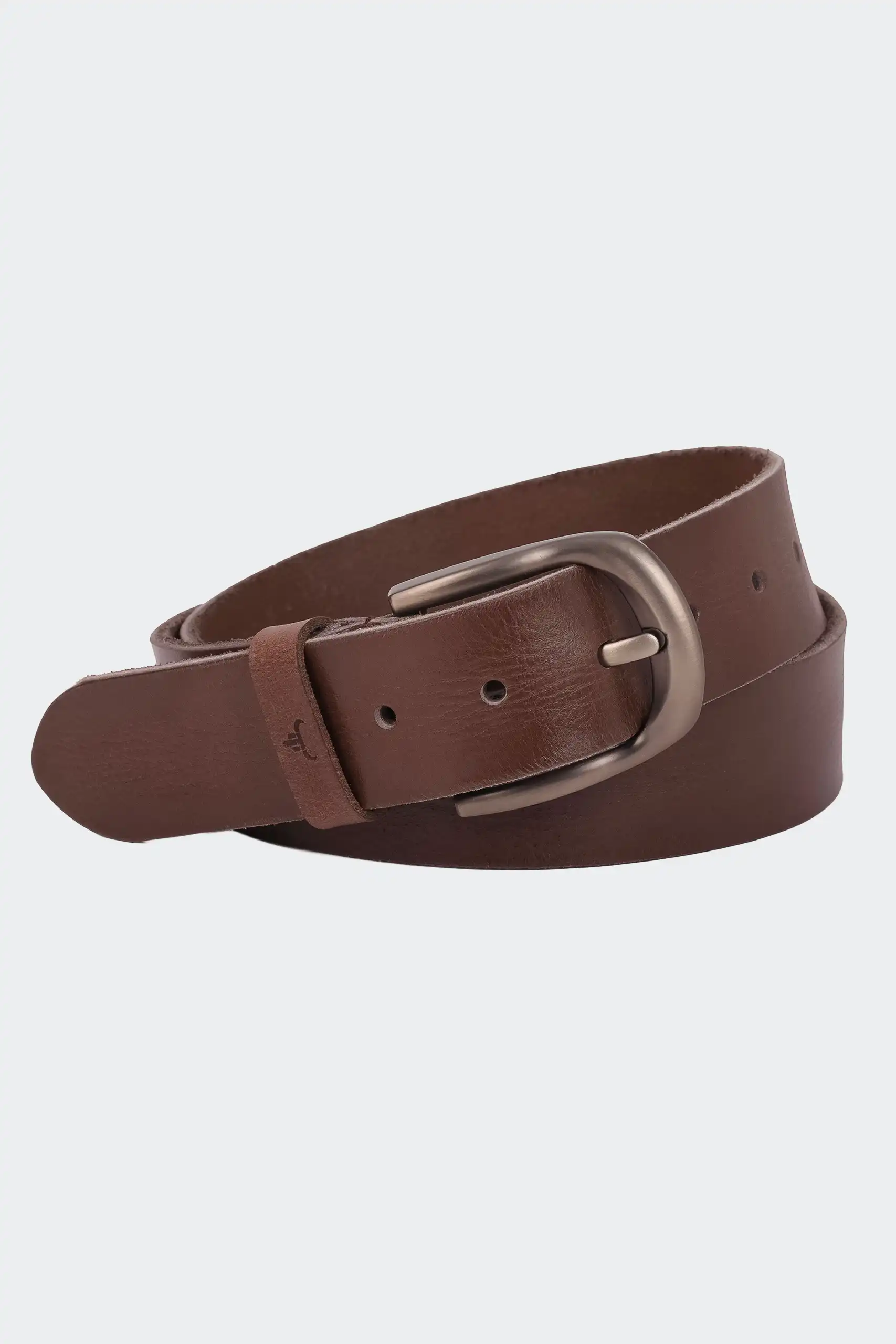 Premium tan cedar brown full-grain leather belt for men with alloy buckle