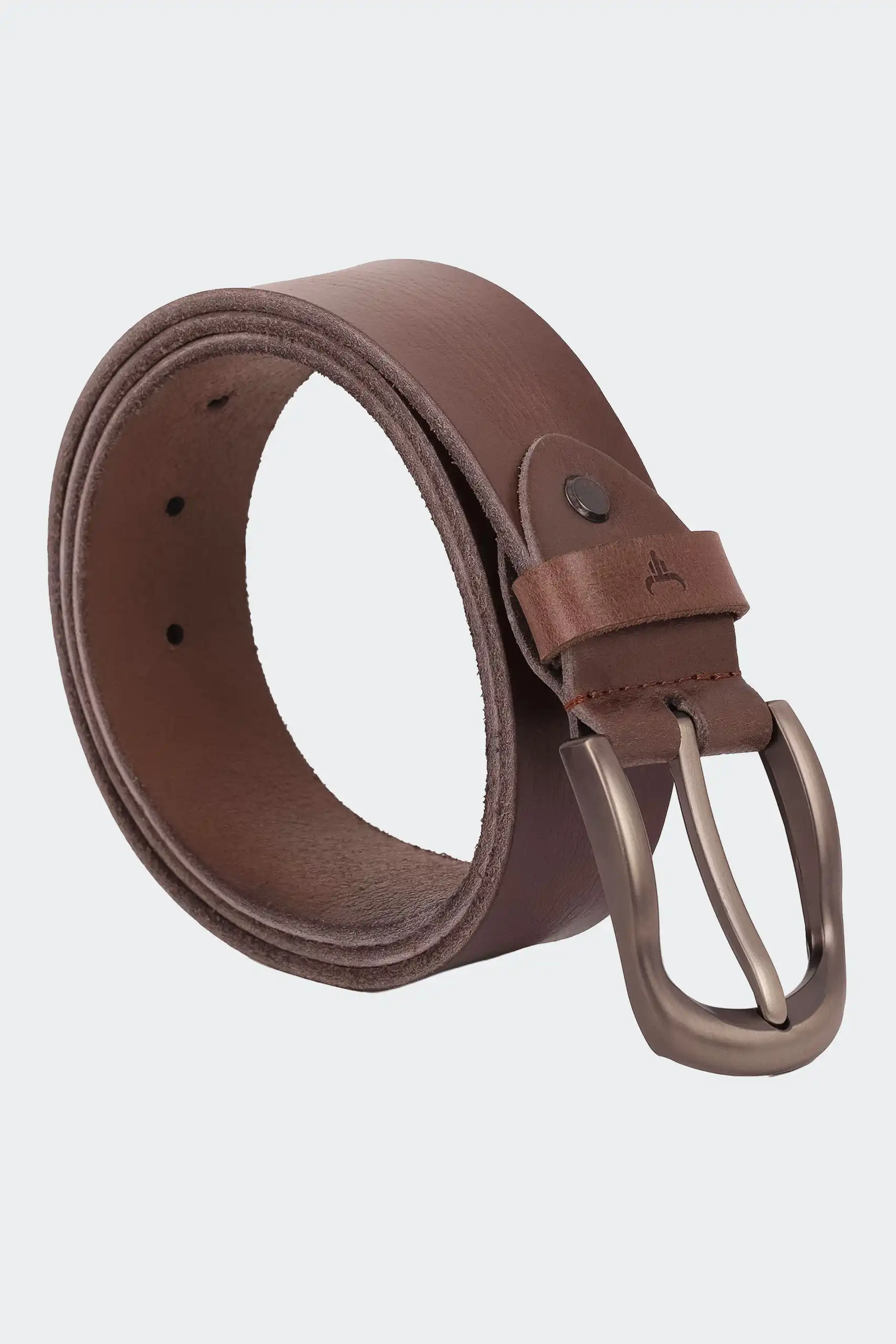 Premium tan cedar brown full-grain leather belt for men with alloy buckle