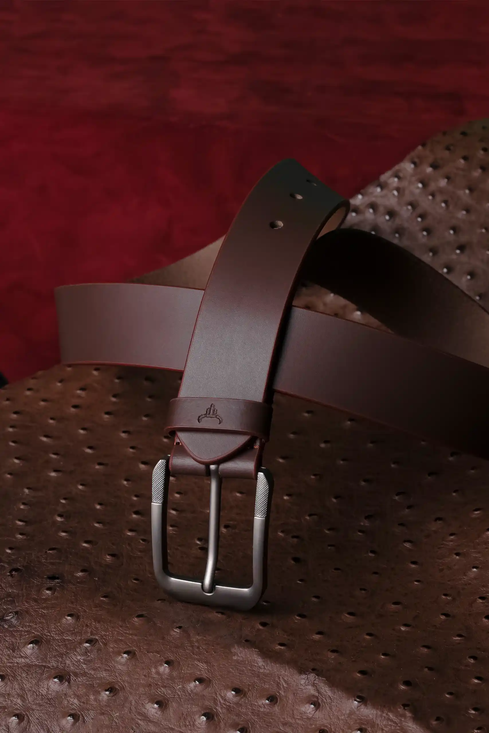 Premium 35mm brown full-grain leather belt for men with alloy buckle