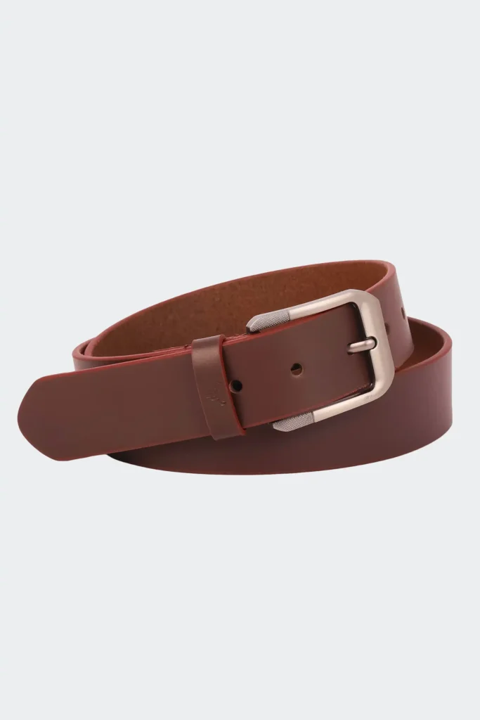 Premium 35mm brown full-grain leather belt for men with alloy buckle