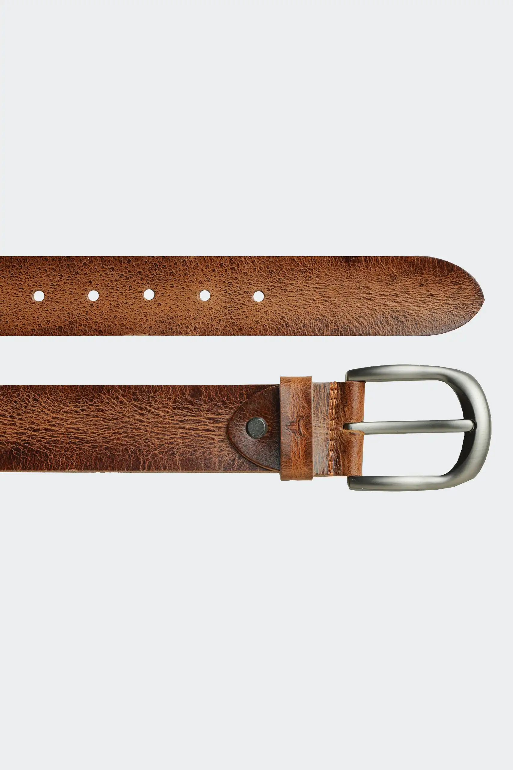 Premium tan brown full-grain leather belt for men with alloy buckle
