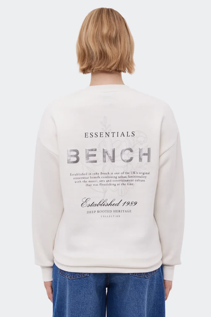 Off white crewneck fleece sweatshirt with minimal chest logo