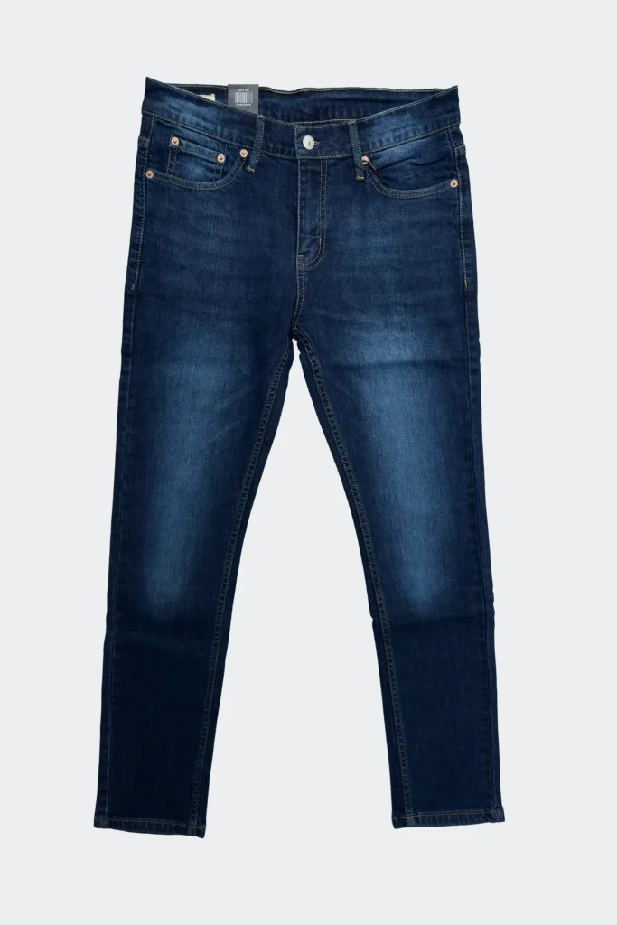 Dark wash slim fit stretch denim jeans for men