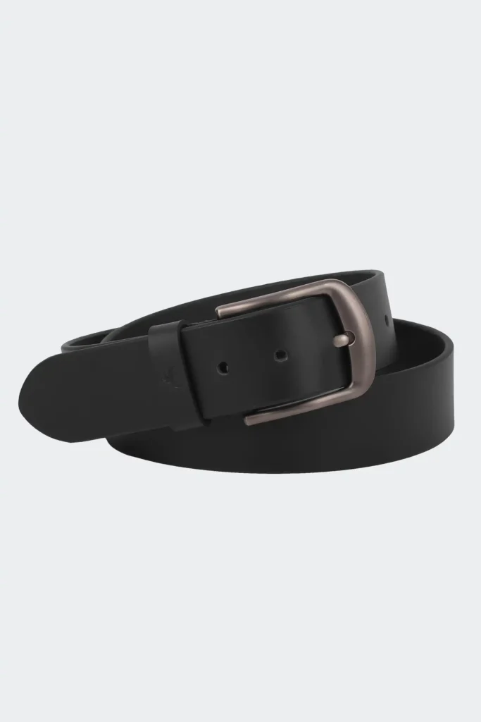 Premium 40mm black full-grain leather belt for men with alloy buckle