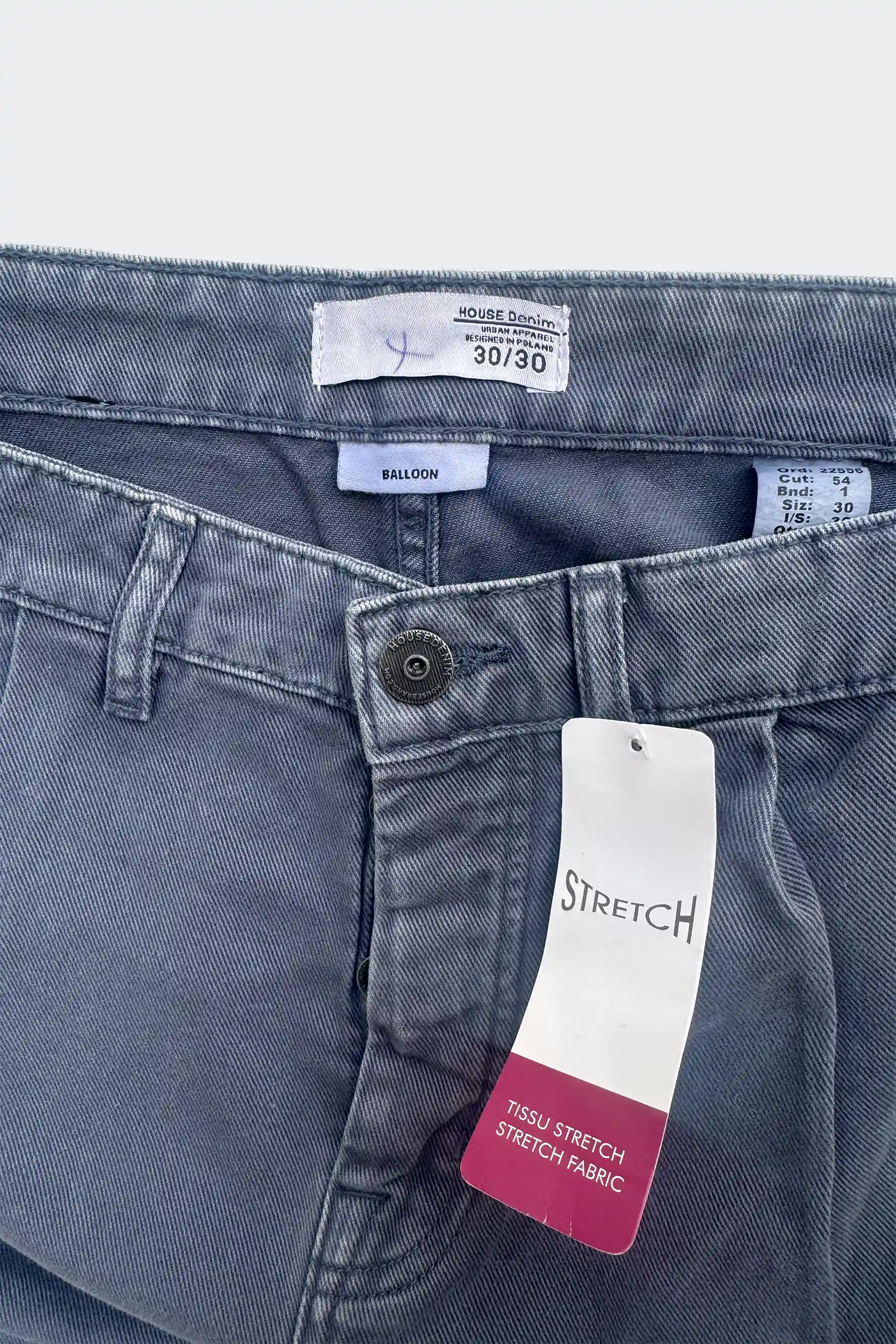 Light grey balloon fit denim pants for women