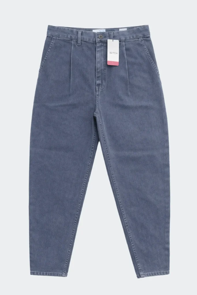 Light grey balloon fit denim pants for women