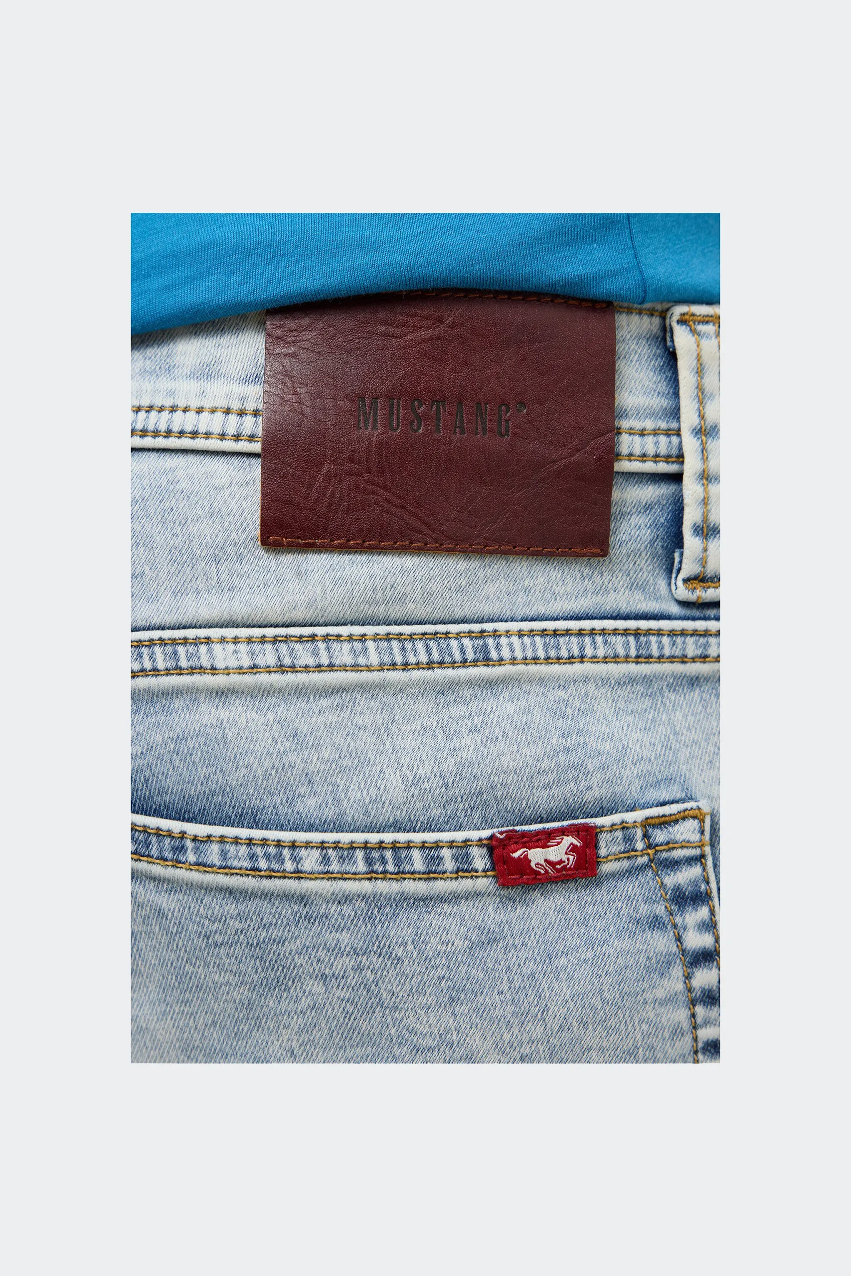 Men’s ice blue denim shorts with rolled hem