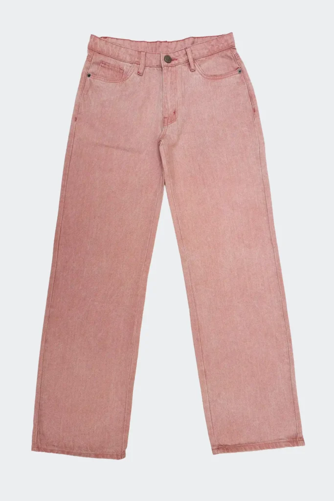 Women’s dusty pink straight baggy denim jeans