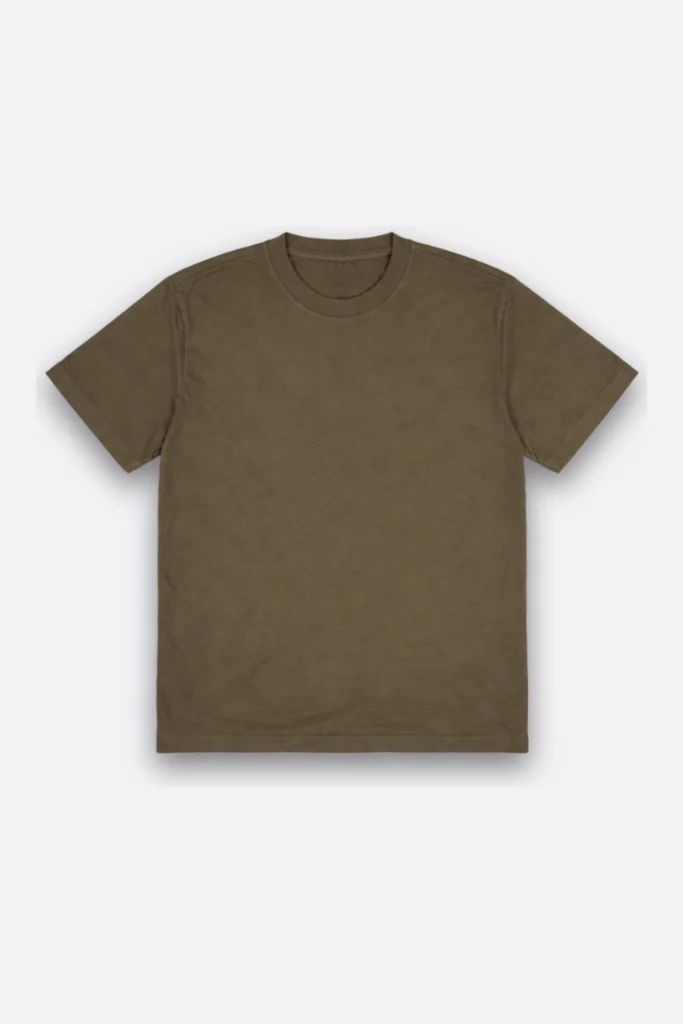 Men’s earth moss green cotton t-shirt with minimal design and soft breathable fabric